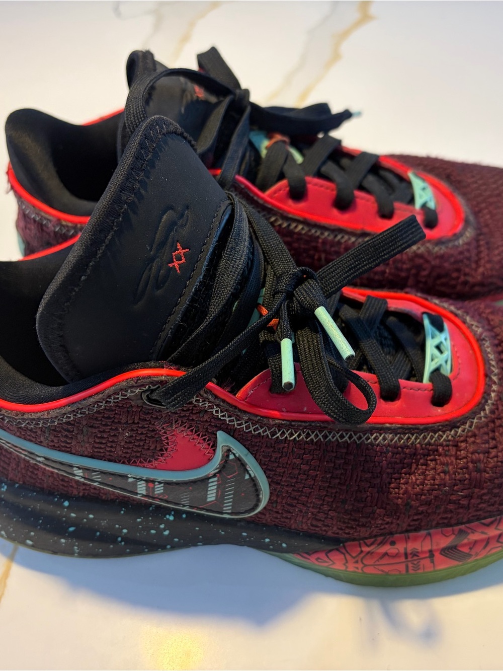 Nike Kids Burgundy and Teal Accent Sneakers